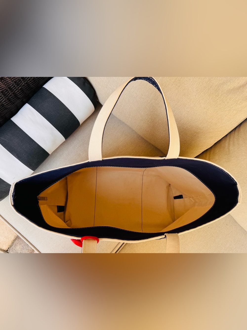 L.L. Bean Boat and Tote Zip Top with Navy Trim, Large - Picture 5 of 16
